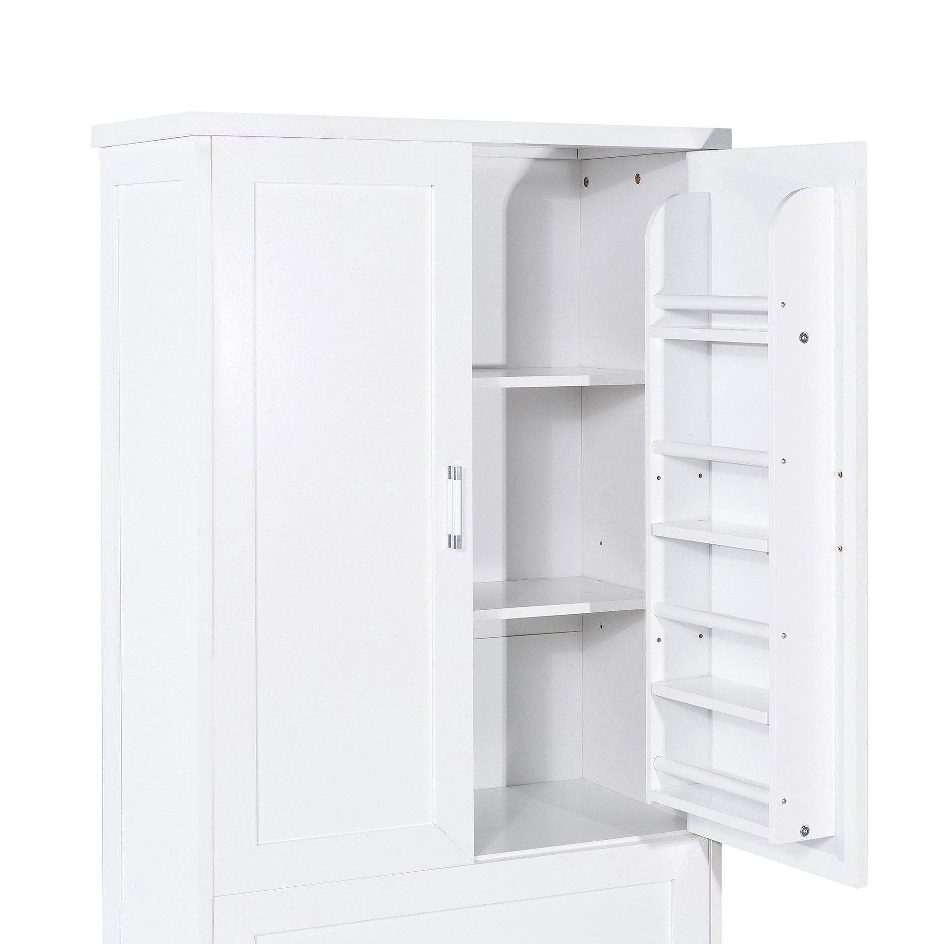 Tall Bathroom Storage Cabinet, Cabinet with Two Doors and Drawers, Adjustable Shelf, MDF Board, White - MarvelouStoree