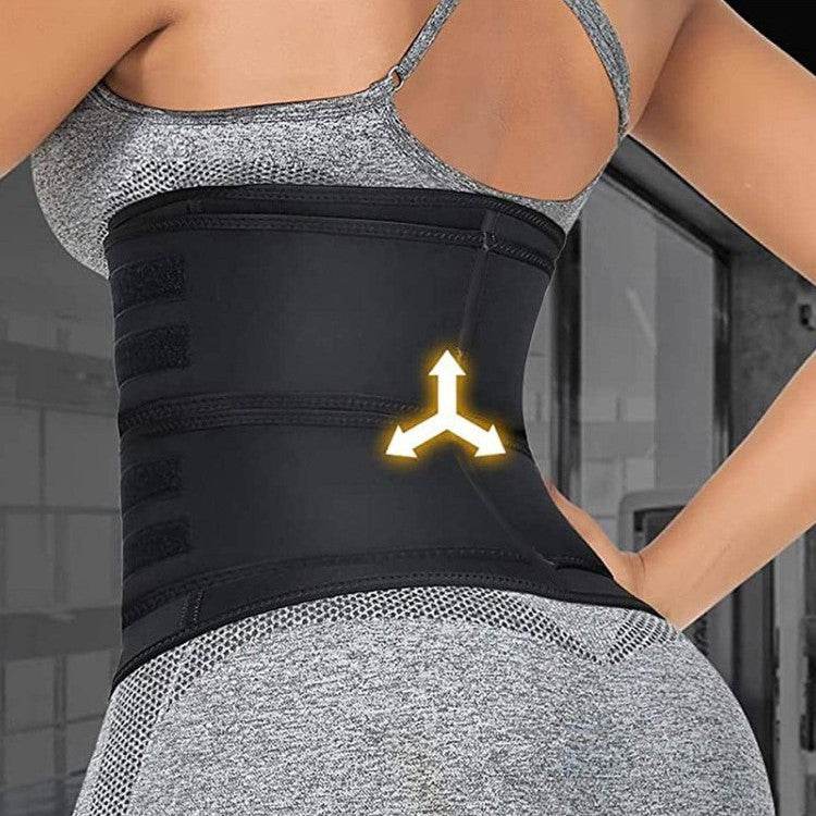 Cross-border sports women's waist trainer slimming belt sweaty adjustable zipper reinforced body shaping abdominal belt - MarvelouStoree