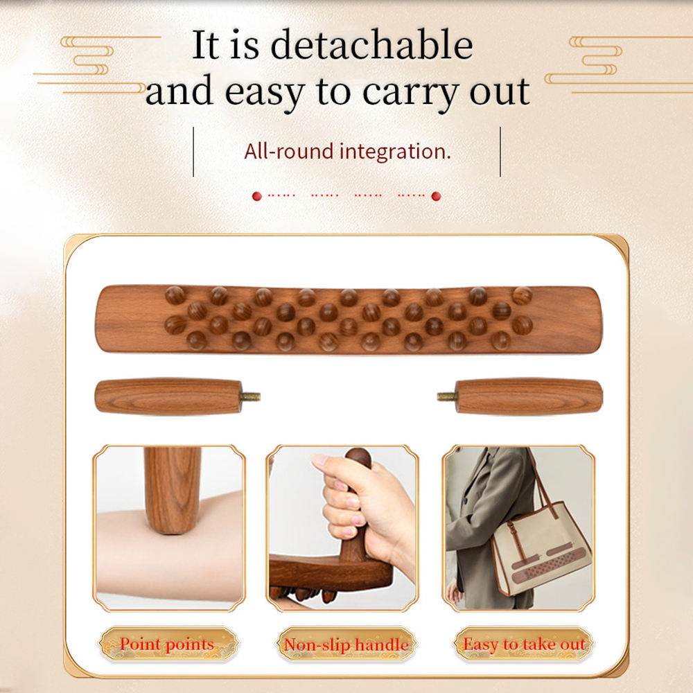 Handheld 34 Beads Home Massaging Device wood stick massage tool Body Massage Wooden Guasha Tool for Relaxation - MarvelouStoree