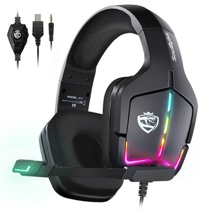 S12 Head mounted gaming headset wired RGB computer gaming headset PS4 headset - MarvelouStoree