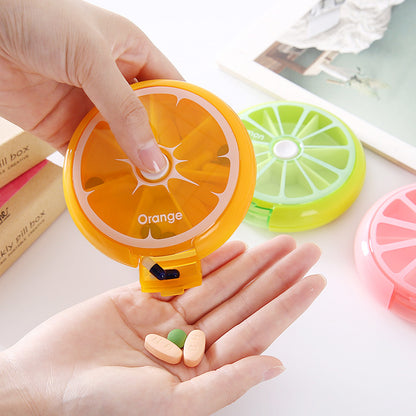 Lemon Portable Small Pill Box Carry-on Packing Box Rotating Mini Pill Medicine Packing Tablet Storage Box