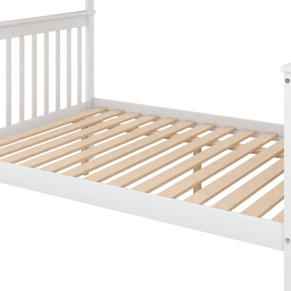 Twin over Full Bunk Bed with Trundle and Staircase White - MarvelouStoree