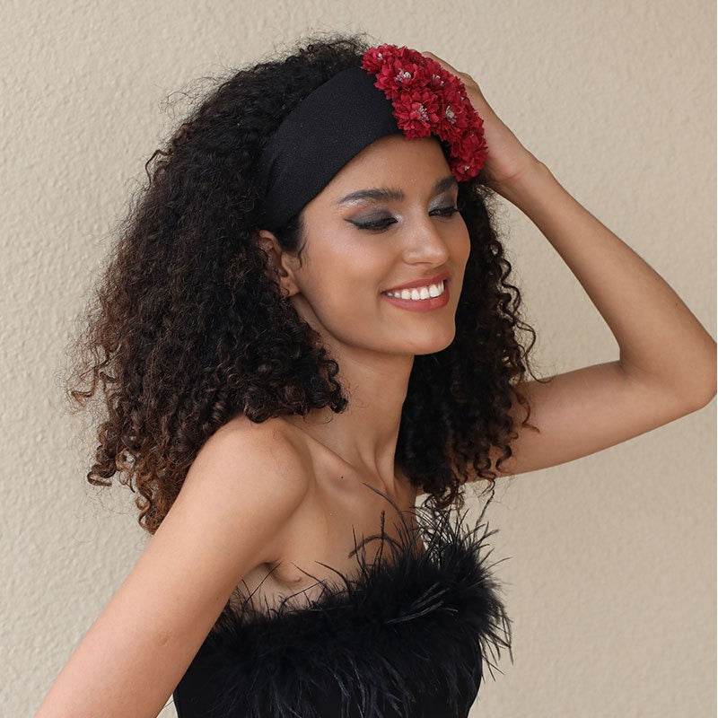 Flower series fashionable wide edge handmade fabric headband headband for women - MarvelouStoree