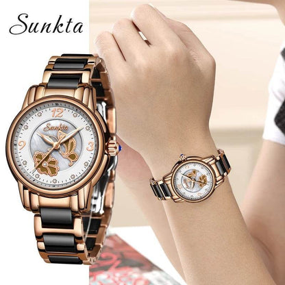 Lige High Quality Ceramic Watch Ladies Watch Exquisite Waterproof Watch - MarvelouStoree