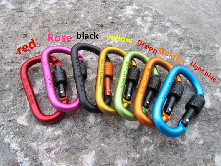 carabiner climbing 8cm locking type d quickdraw carabiner buckle buckle hanging aluminum nut backpack buckle - MarvelouStoree