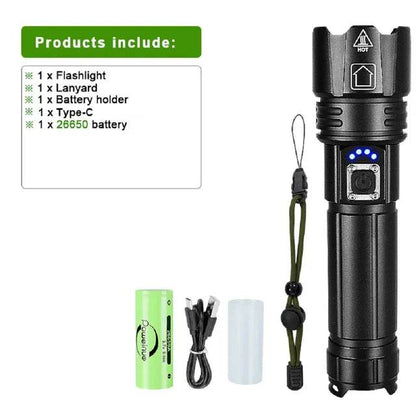 8800000LM Most Powerful LED Flashlight 3000 Watts USB Rechargeable Torch Light 5500 Meter High Power Flashlight Tactical Lantern - MarvelouStoree