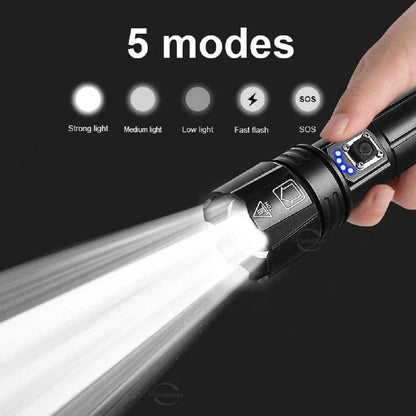 8800000LM Most Powerful LED Flashlight 3000 Watts USB Rechargeable Torch Light 5500 Meter High Power Flashlight Tactical Lantern - MarvelouStoree