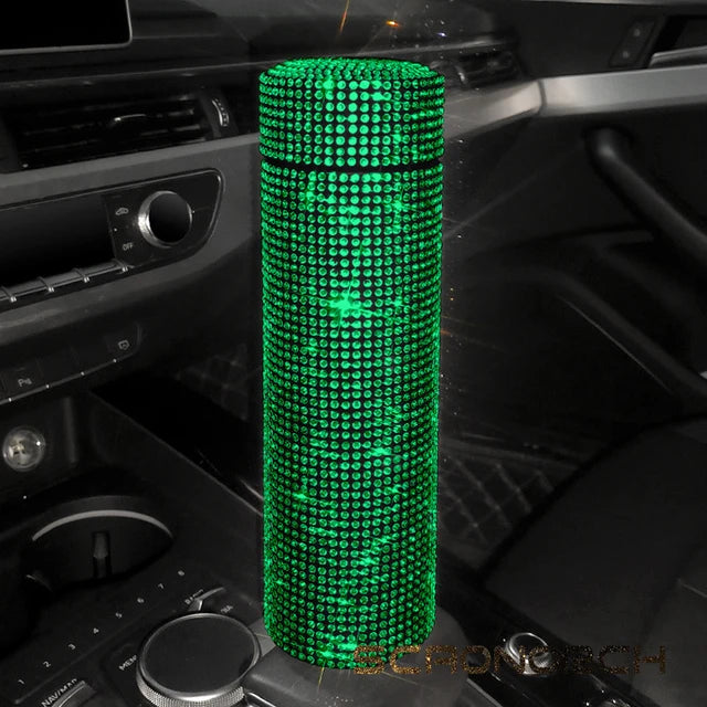 Bling Rhinestone Thermos Bottle Insulated Double Wall Stainless Steel Water Bottle Coffee Travel Car Coffee Mug Cup Vacuum Flask