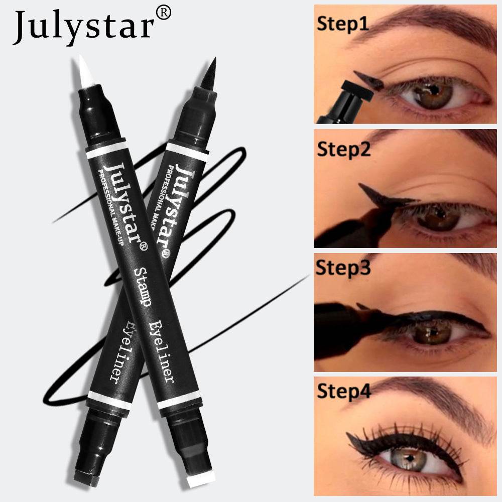 White Eyeliner Liquid Eyeliner Waterproof Non-Staining Cool Black Double-Ended Seal Eyeliner - MarvelouStoree