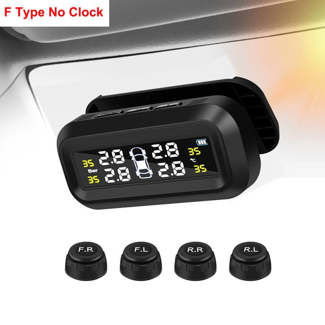 Smart Car TPMS Tire Pressure Monitoring System Solar Power Digital TMPS LCD Display USB Auto Security Alarm Tire Pressure Sensor