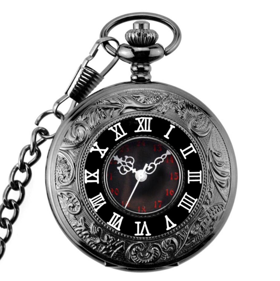 Necklace watch big roman hollow pocket watch