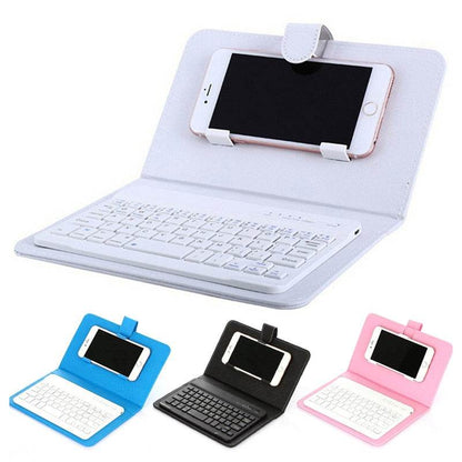 Portable PU Leather Wireless Keyboard Case for iPhone Protective Mobile Phone with Bluetooth Keyboard For IPhone Android Phone - MarvelouStoree