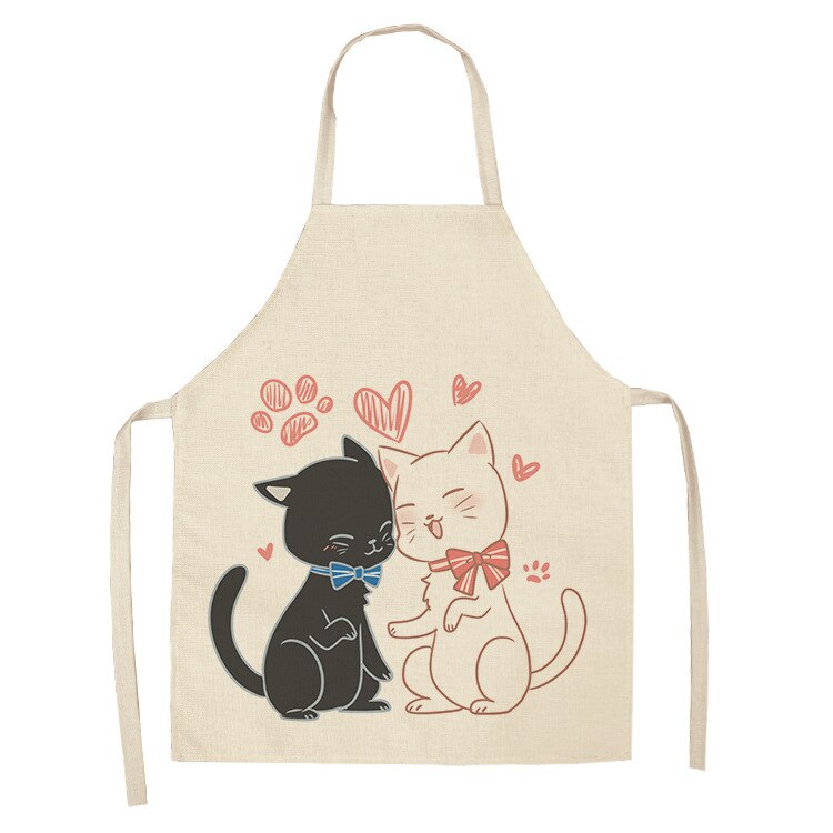 Cat Kitchen Aprons For Women Cotton Linen Bibs Household Cleaning Pinafore Home Cooking Apron kids kitchen barber