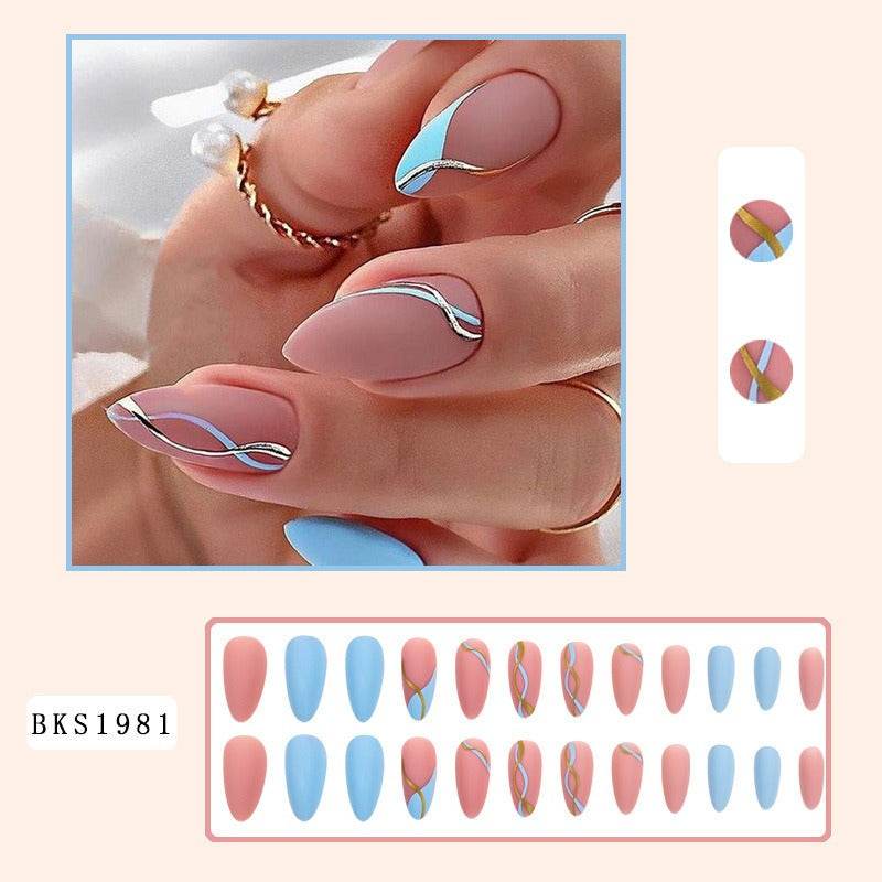 Nail Art Almond Nails Finished Wearable Nails Mid-Length Nail Art Patch Ins Style Hot Girl - MarvelouStoree