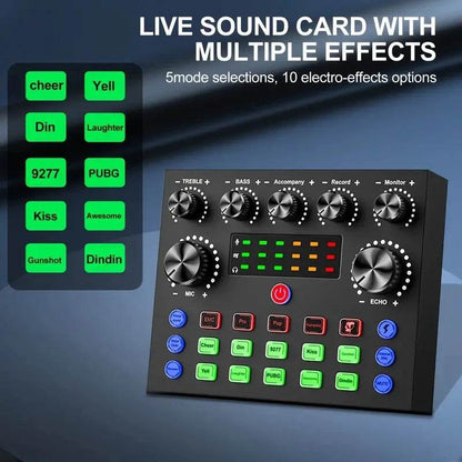 V8S Audio Mixer with Voice changer,Podcast Mixer,Sound Card for Phone Gaming Karaoke Studio Live Streaming Podcast - MarvelouStoree