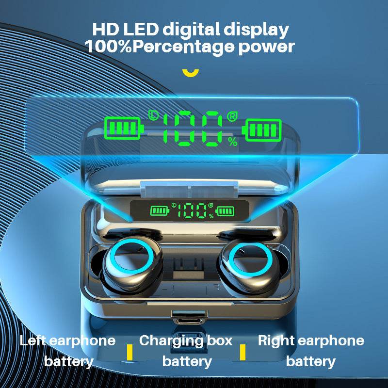 New Product F9 Wireless Binaural Private Model TWS Power Display Touch 5.0 Digital Display With Power Bank F9-5