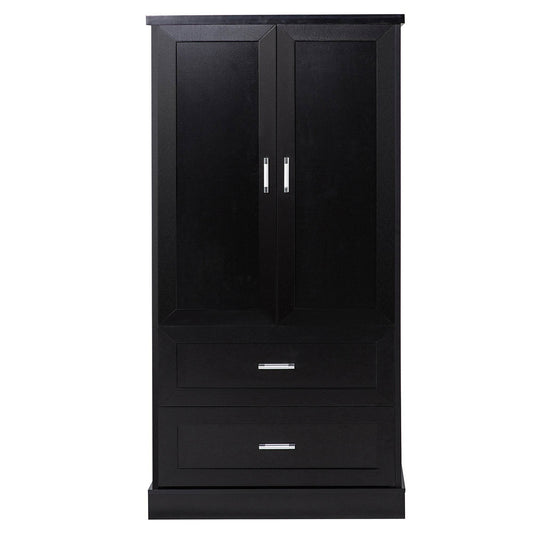 Tall Bathroom Storage Cabinet, Cabinet with Two Doors and Drawers, Adjustable Shelf, MDF Board, Black - MarvelouStoree