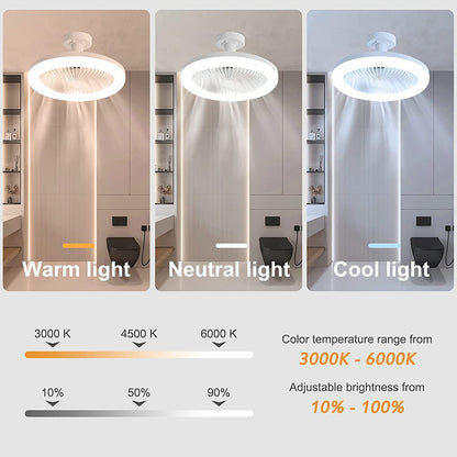 30W E27 LED Ceiling Fans with Light Remote Control Dimmable Ceiling Lamp Bulb Indoor Bedroom Chandelier with Cooling Fan 3 Modes