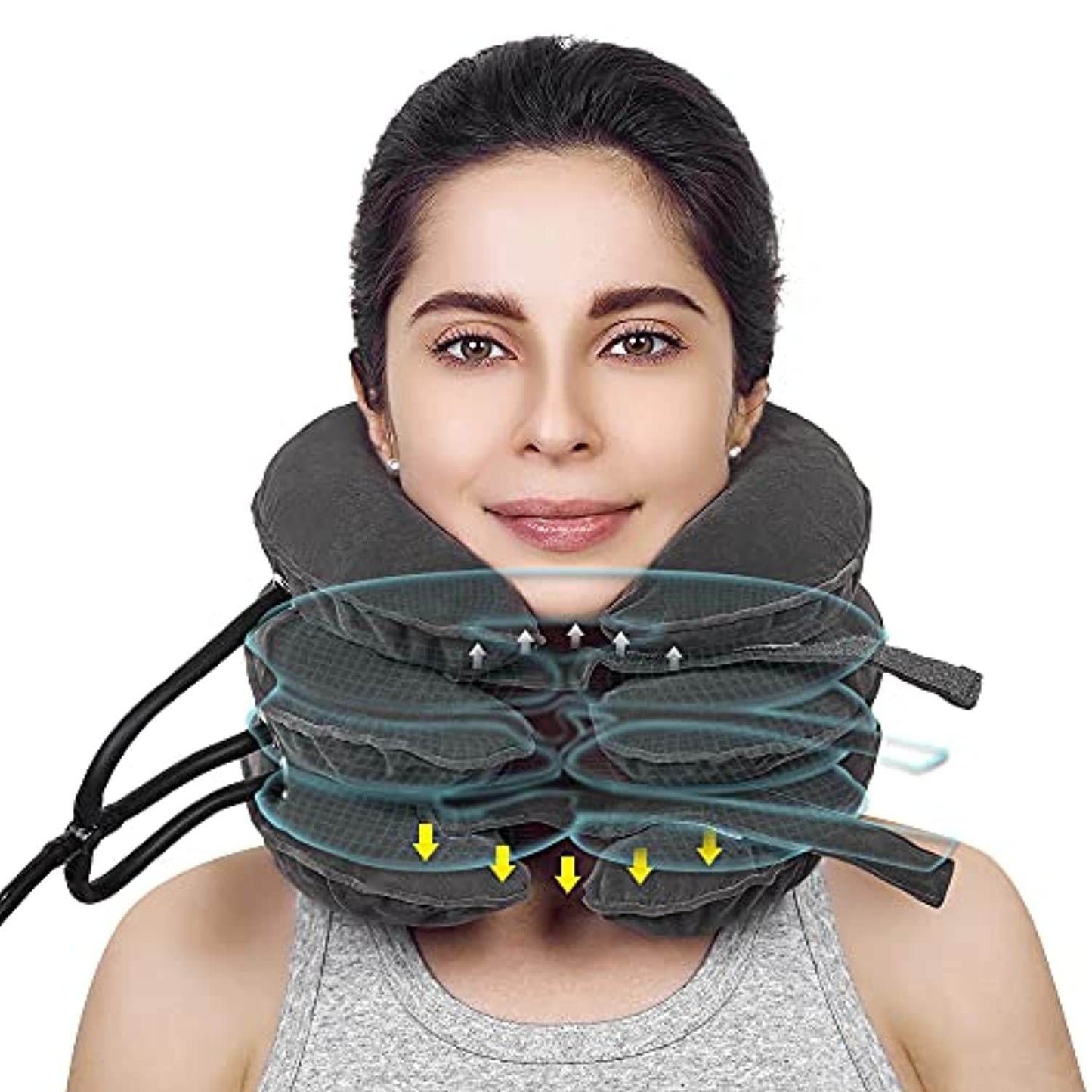 Cervical Traction Device Neck Support Pillow Inflatable Adjustable Neck Stretcher Three-Layer Inflatable Neck Pillow - MarvelouStoree