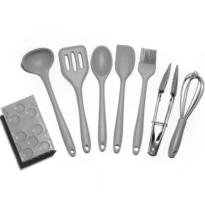 8Pcs Mini Silicone Kitchen Utensil Set Bake Cooking Non-Stick Cookware Tools for Home Cooking with Family Three Color