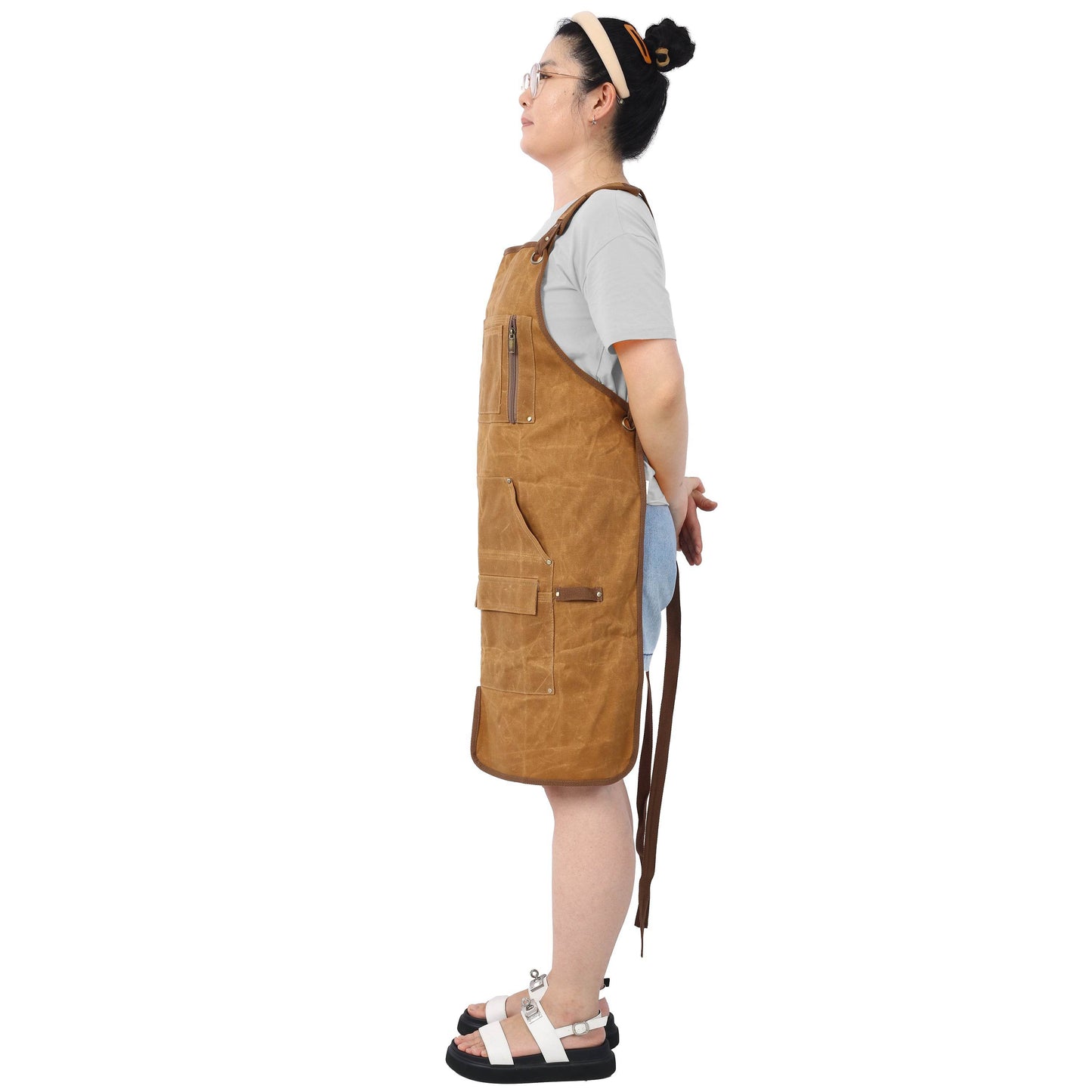 Long heavy-duty waxed canvas tool apron, carpenter apron, carpenter apron, carpenter waterproof 18 ounces - MarvelouStoree