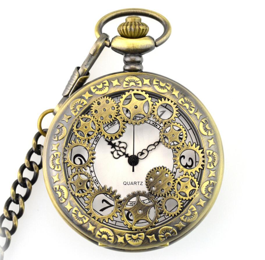 Necklace watch big roman hollow pocket watch