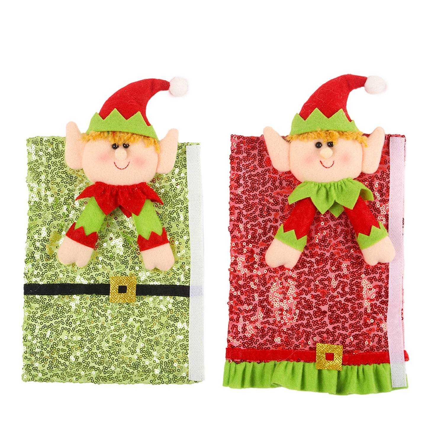 Christmas refrigerator gloves Christmas belt sequins elf people door handle protective cover ﻿