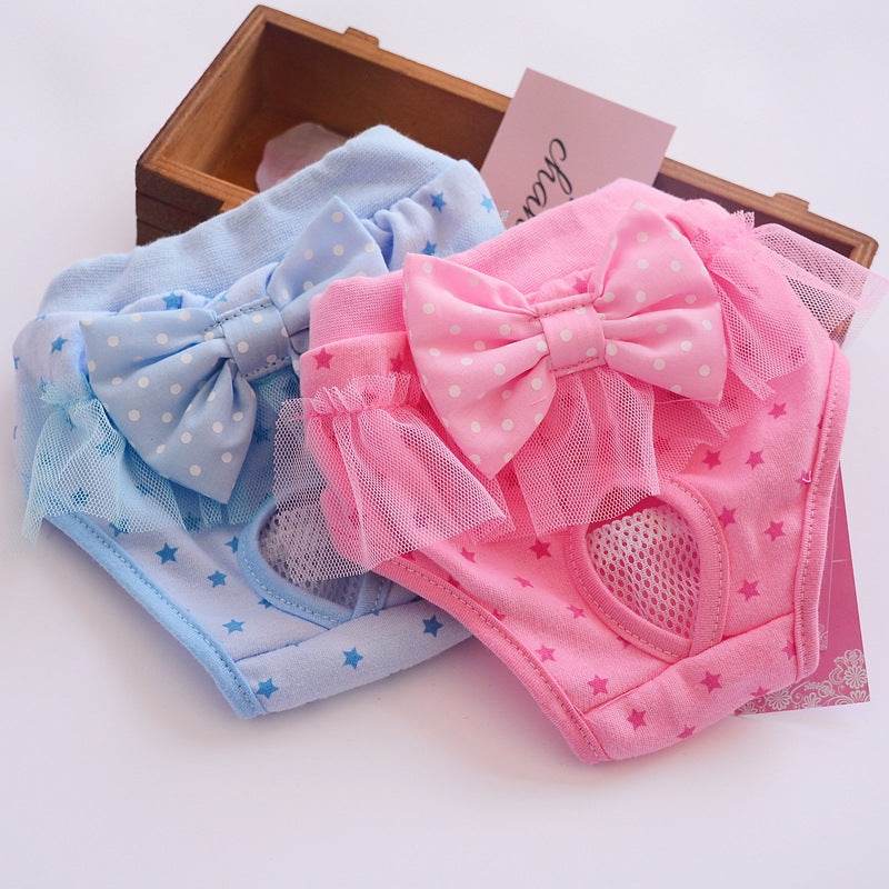 Pet Physiological Pants Lace Princess Menstrual Pants Teddy Panties Bow Dog Physiological Pants - MarvelouStoree