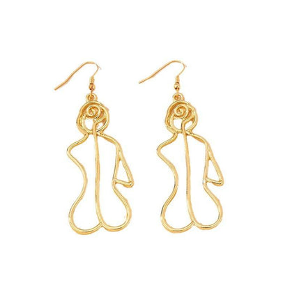 Fashionable design hollow human body contour earrings female niche irregular sexy body earrings - MarvelouStoree