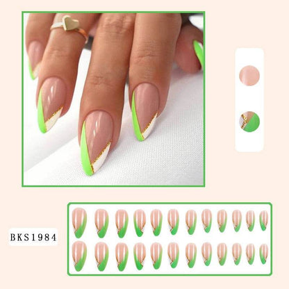 Nail Art Almond Nails Finished Wearable Nails Mid-Length Nail Art Patch Ins Style Hot Girl - MarvelouStoree