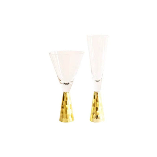 High-end Glass Wine Glasses Golden Wine Glasses Family Party Champagne Glasses Bar Whiskey Cocktail Glasses Martini Glasses - MarvelouStoree