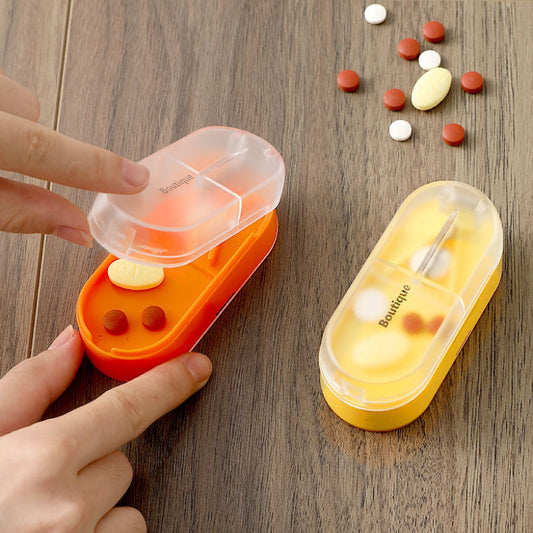 Medicine Dispenser Cutting Pill Box Cutting Tablet Packing Box Carry-On Pack a Week Small Pill Box