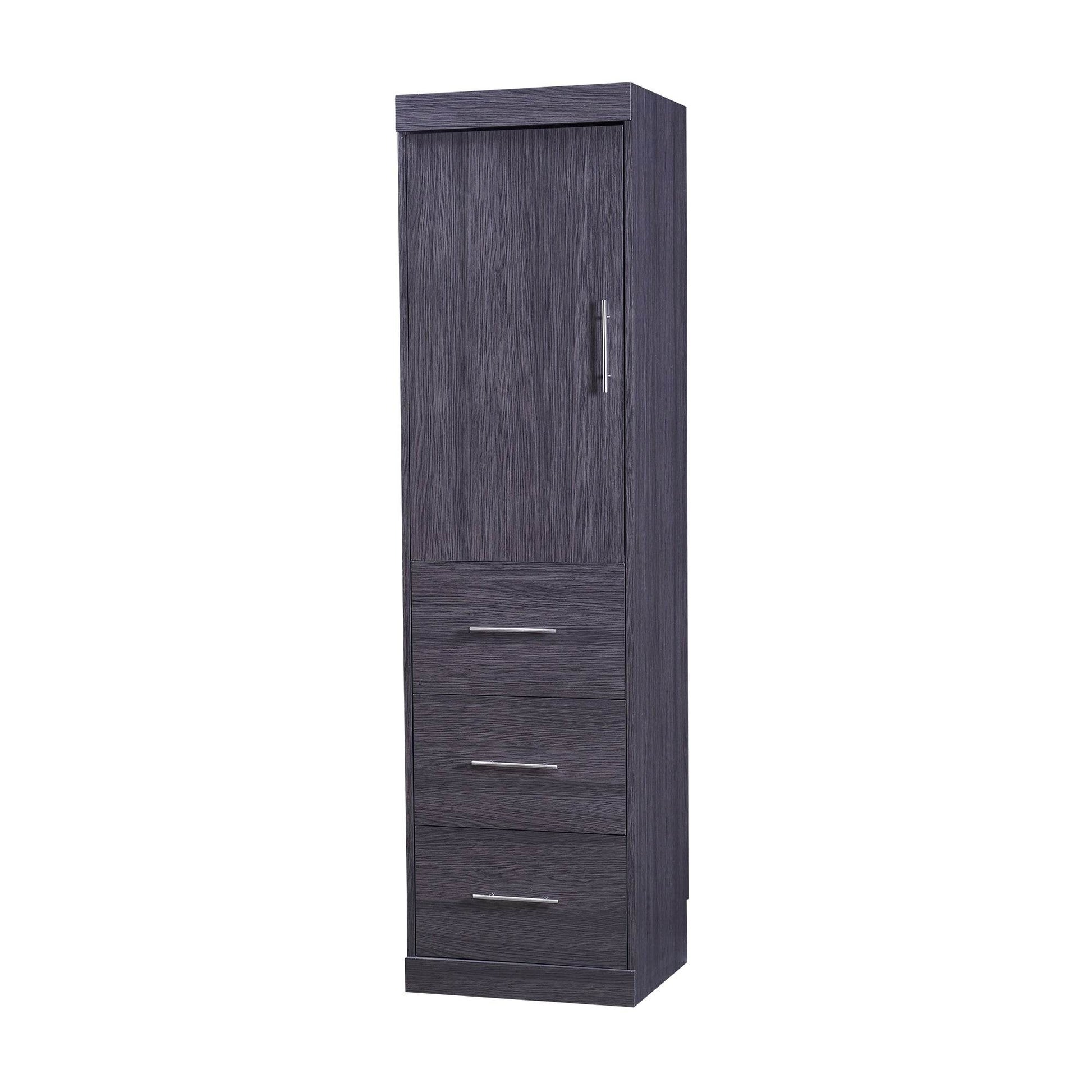 Full Size Murphy Bed with Wardrobe and Drawers, Storage Bed, can be Folded into a Cabinet, Gray - MarvelouStoree