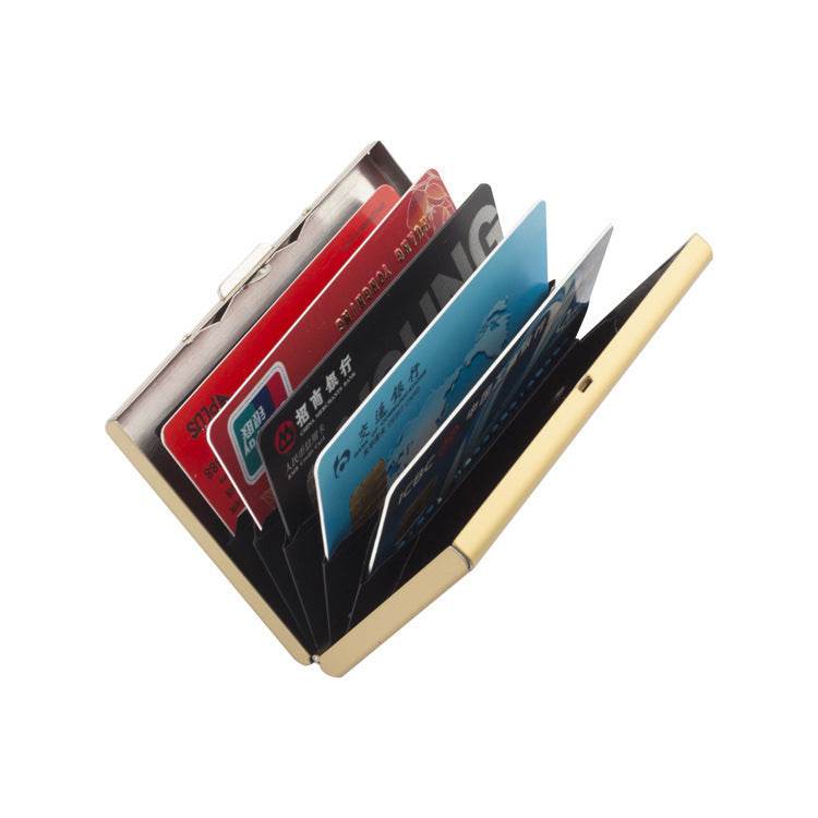 Aluminum Alloy Anti-Degaussing Credit Card Holder Black Stainless Steel Bank Card Holder Metal Card Holder RFID - MarvelouStoree