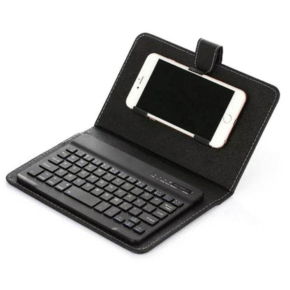 Portable PU Leather Wireless Keyboard Case for iPhone Protective Mobile Phone with Bluetooth Keyboard For IPhone Android Phone - MarvelouStoree