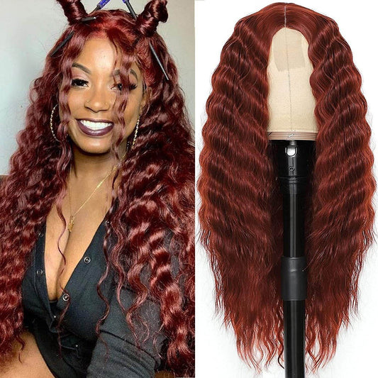 European and American Women's Wig Small Lace Center Deep Wave Long Curly Wig Headband Lace Wigs - MarvelouStoree