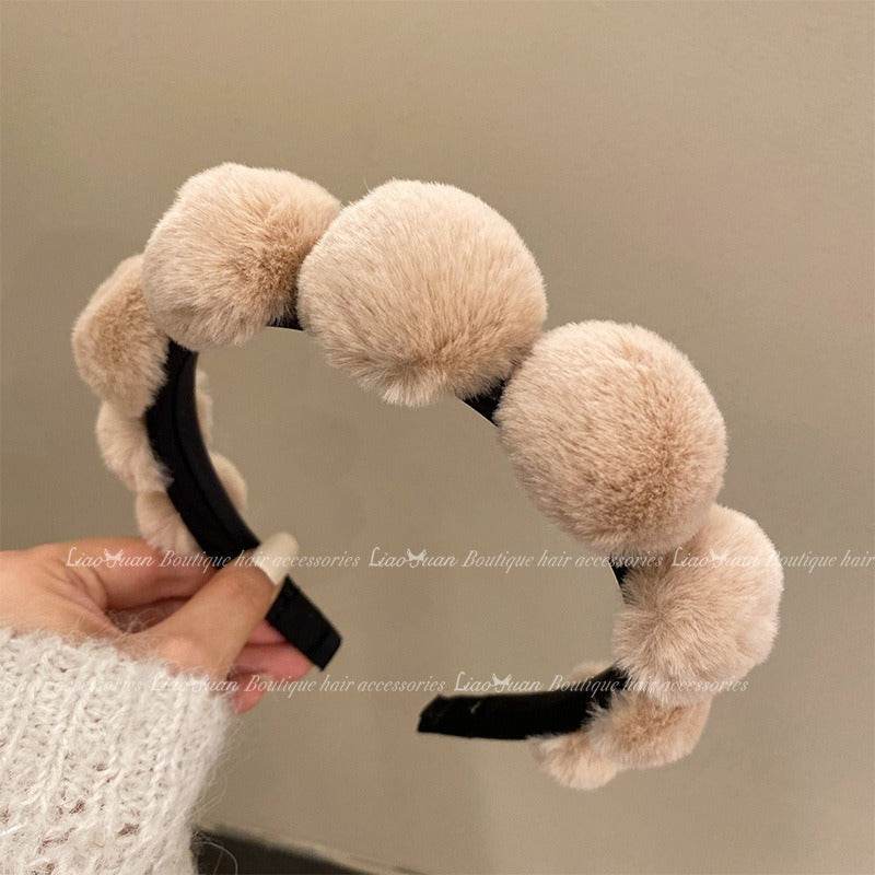 Retro plush hair hoop women's headband compression headband accessories - MarvelouStoree