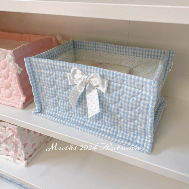 Quilted ins storage basket desktop good item storage cute storage frame - MarvelouStoree