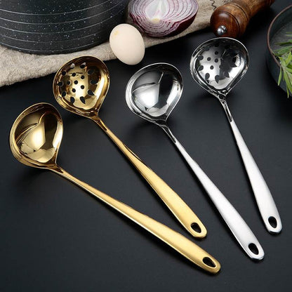 304 Stainless Steel Creative Heart-Shaped One Thickened Gold-Plated Soup Shell Cooking Spoon Hot Pot Soup Spoon Colander - MarvelouStoree