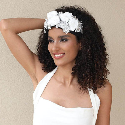 Handmade fabric three-dimensional flower embroidery headband - MarvelouStoree