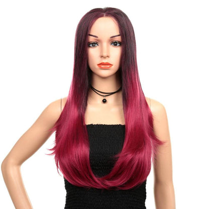 European and American Wigs with Long Curls and Synthetic Fiber Front Lace Wigs, Lace Front Wig, Mixed Color Headsets - MarvelouStoree