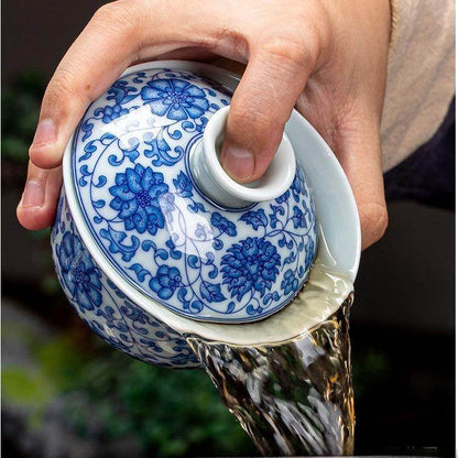 Ceramic set, three talents, covered bowl, old clay, retro kung fu tea set, tea bowl, underglaze tiger cup, Jingdezhen - MarvelouStoree