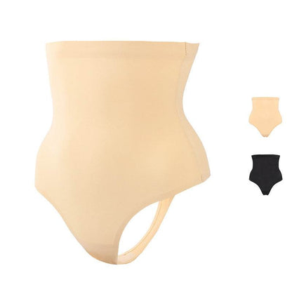 High Waist Large Size Belly Pants Women's Non-Slip Glue Drop Ice Silk Thong Body Shaper - MarvelouStoree