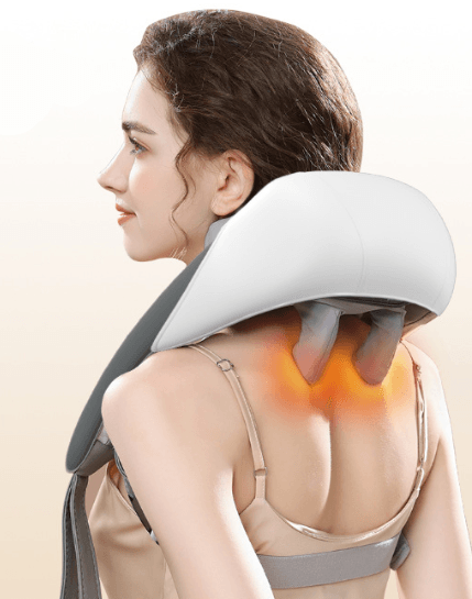 High battery life cervical spine massager neck trapezius muscle shoulder waist leg kneading hot compress massage shawl - MarvelouStoree