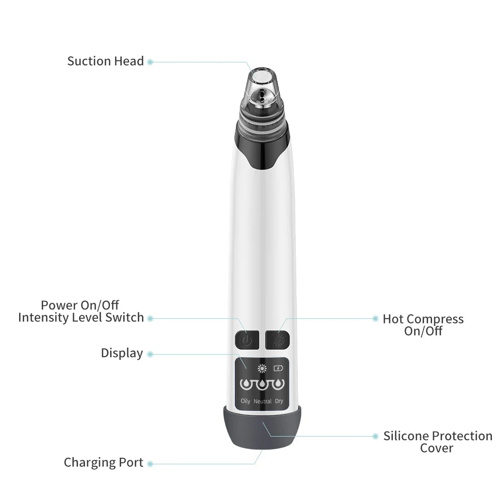 Hot Compress Blackhead Remover Vacuum Suction Acne Pore Cleaner Electric Nose Face Deep Cleansing Skin Care Device Birthday Gift