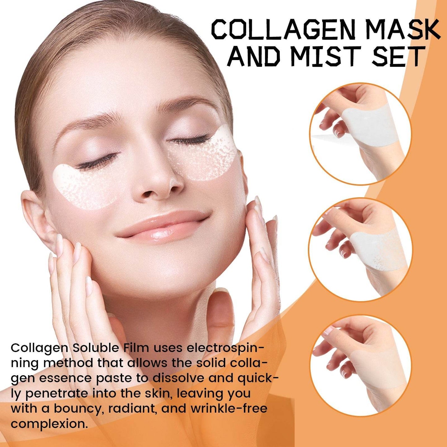 Collagen Eye Mask Spray Set Anti aging anti wrinkle anti aging collagen hydrating and moisturizing - MarvelouStoree