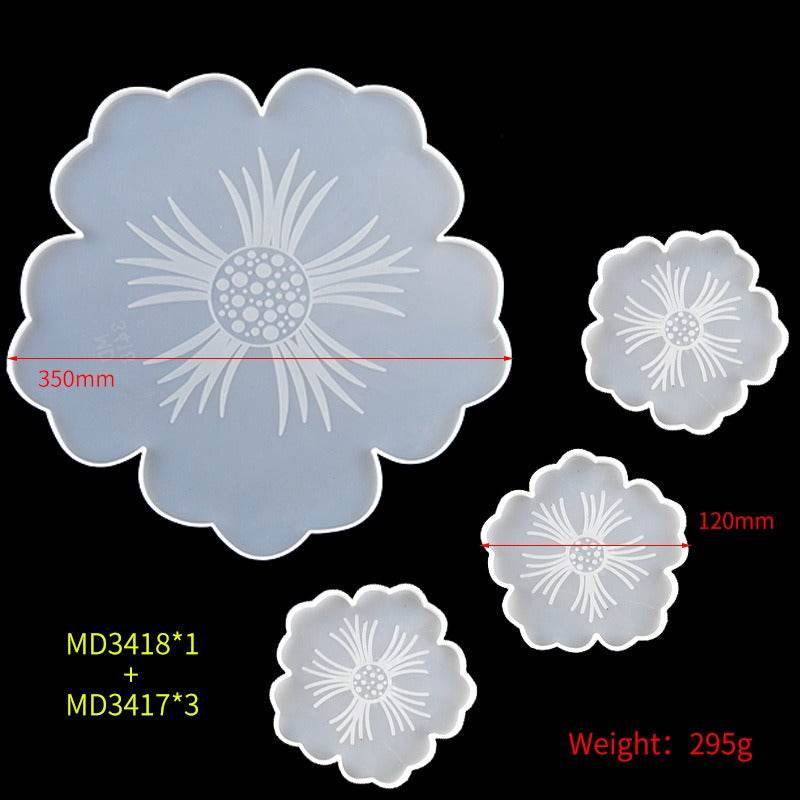 Drip Glue Mold Diy Flower Cherry Blossom Coaster Mold Petal Resin Tray Tea Tray Set Fruit Tray Silicone Mold - MarvelouStoree