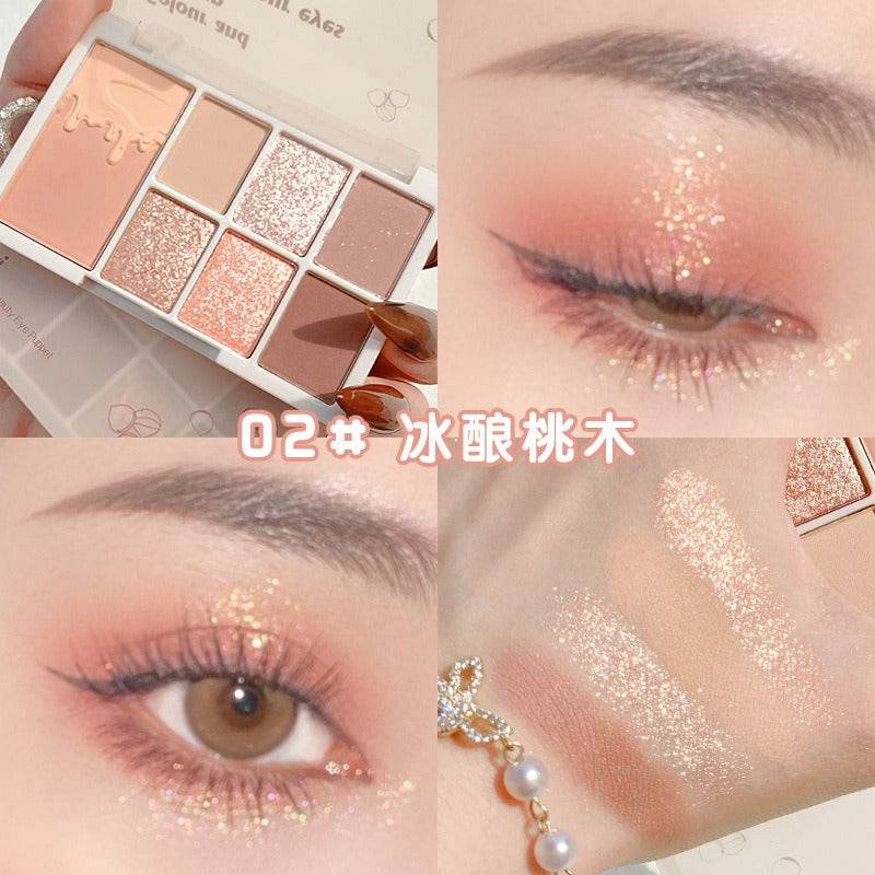 7 Color Eyeshadow Palette Red Wine Glitter Pearly Lasting Acrylic Eyeshadow Palette Korean Eyes Makeup Palette Beauty Makeup - MarvelouStoree