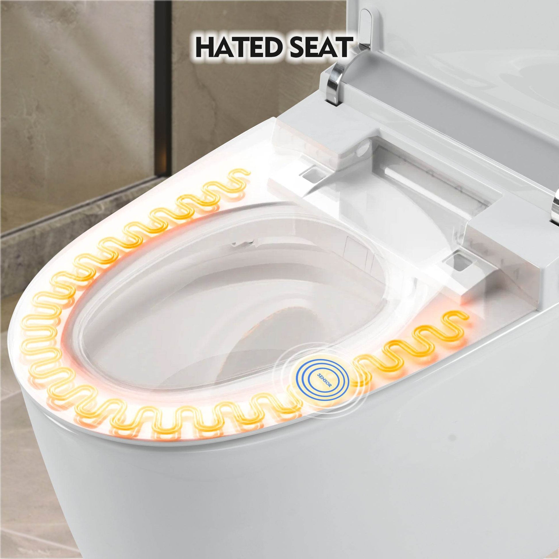 Heated seat intelligent toilet, integrated toilet, automatic flushing water tank toilet, with foot sensor flushing, white night - MarvelouStoree