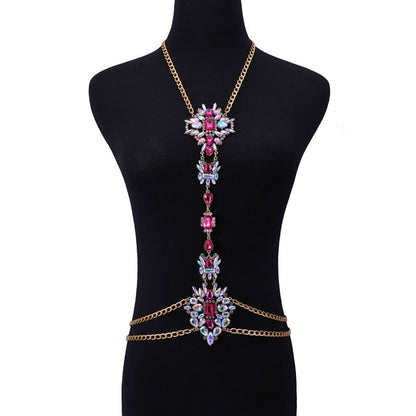 Sexy Design Luxury Crystal Body Chain For Women Statement Necklace Body Jewelry